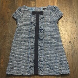 Janie and Jack Navy Tweed boucle girl Dress with Ruffle Accent sz 2